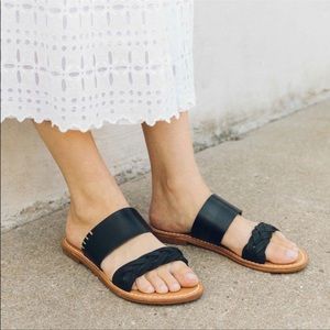 Soludos Braided Slide Sandals, Black, Size 6